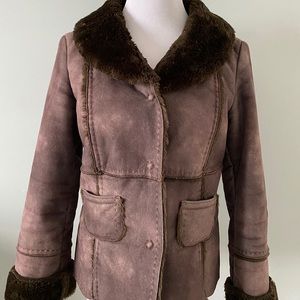 Faux Suede Shearling Jacket